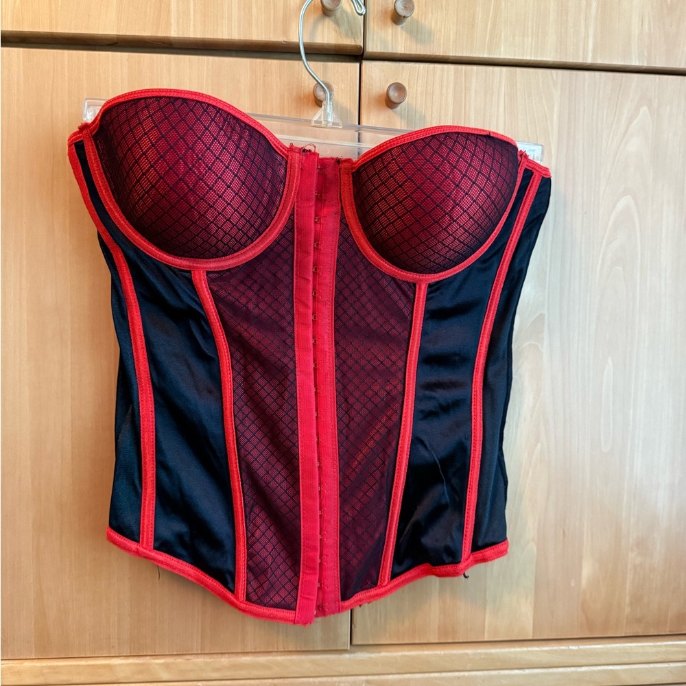 Native Intimates Red and Black Bra with Sweetheart Neckline
